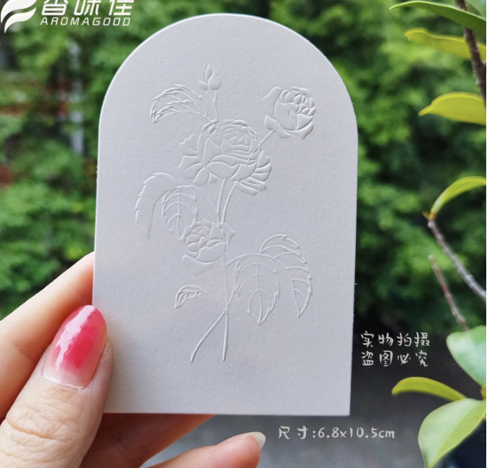 กระดาษเทสกลิ่นน้ำหอม สี่เหลี่ยมมนลายกุหลาบ7*10 cm 50 ชิ้น ของแท้ซับกลิ่นได้ดี