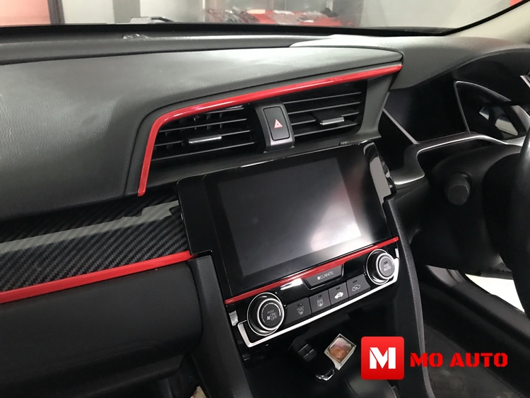 ครอบแผงคอนโคลหน้าคาร์บอนแถบแดง Type-R Style CIVIC FC / FK