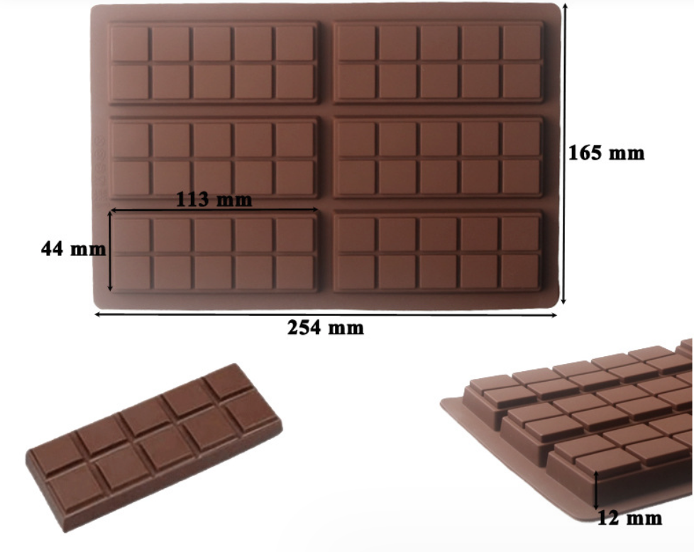 แม่พิมพ์ซิลิโคนช็อกโกแลตสี่เหลี่ยมจตุรัสยาว 50g 006634
