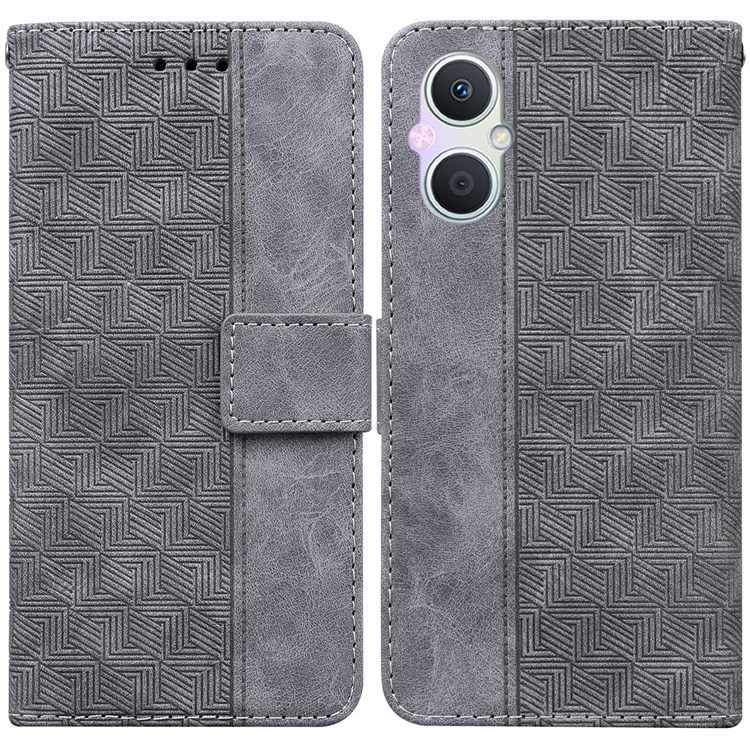 Case OPPO Reno7 Z 5G # Pre-Order * เคสลวดลายเรขาคณิตตราตรึงใจ หนัง PU กระเป๋าสตางค์พลิกฝาครอบป้องกันพร้อมสายคล้อง *