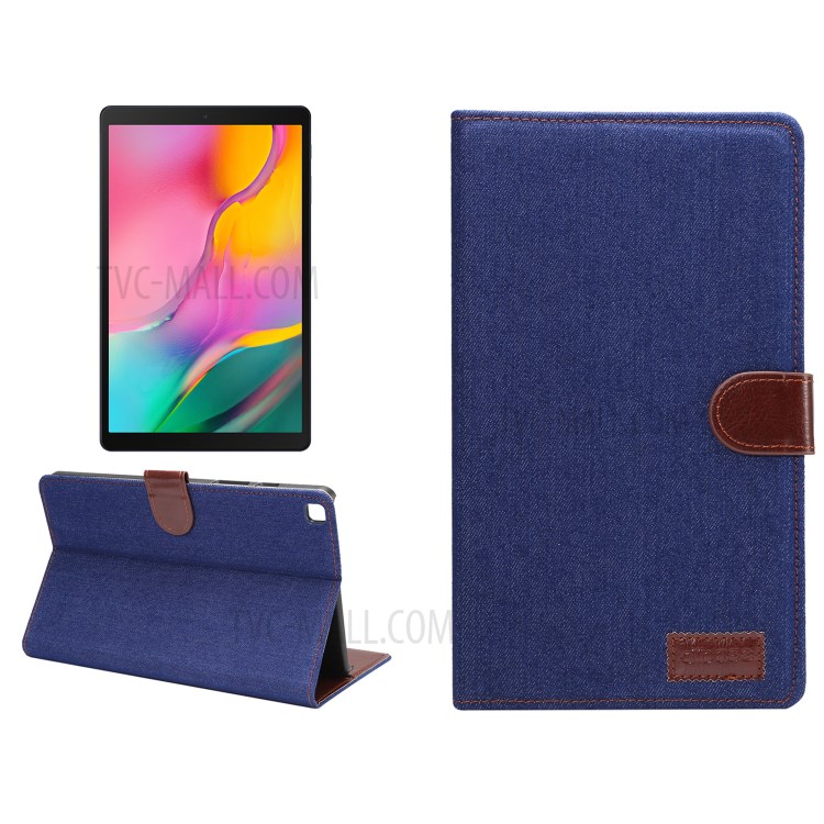 Case Samsung Galaxy Tab A 2019 / Pre-order * เคสผ้ายีนส์หนัง + วัสดุ PC ที่ละเอียดอ่อนและมีสไตล์ ขาตั้งพับเก็บได้เพื่อความสะดวกในการดู *