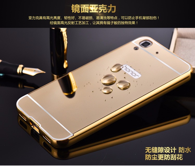 Case Huawei Y6ii / Pre-order * Bumpers 2in1 แกร่งกันชนโลหะ + พลาสติกแผ่นหลังเงาเหมือนกระจก *