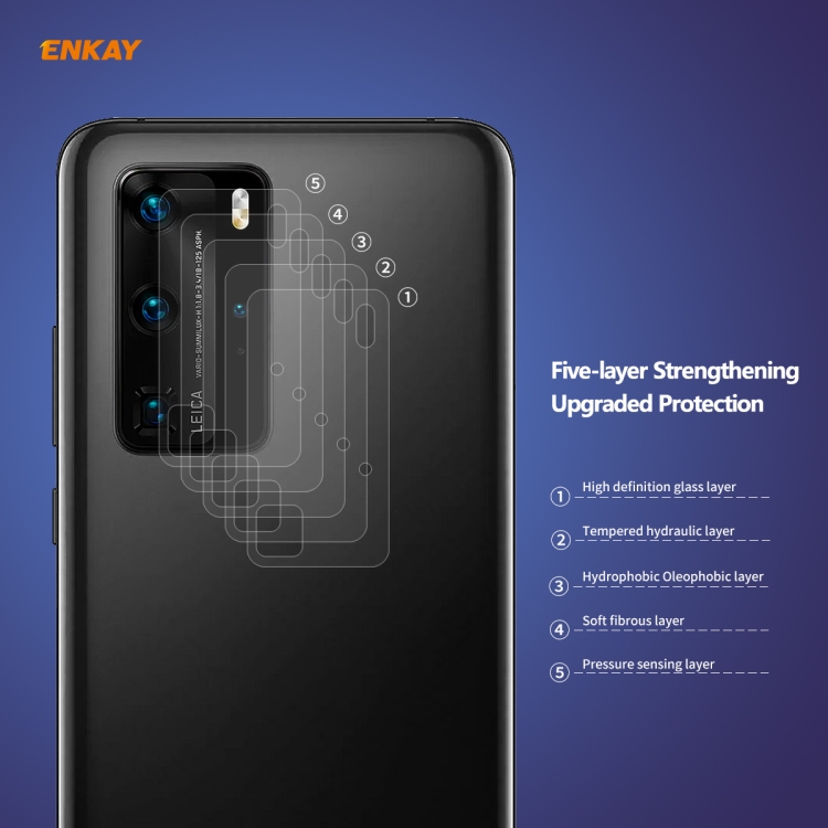 กระจกกันรอย Huawei P40 Pro / Pre-order * ENKAY 0.2mm 9H 2.15D รอบขอบกล้องด้านหลังเลนส์ฟิล์มกระจกนิรภัย *