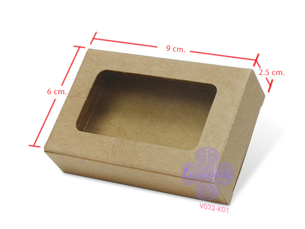 กล่องกระดาษคราฟ มีช่องพลาสติกโชว์สบู่ 6 x 9 x 2.5cm 60ชิ้น