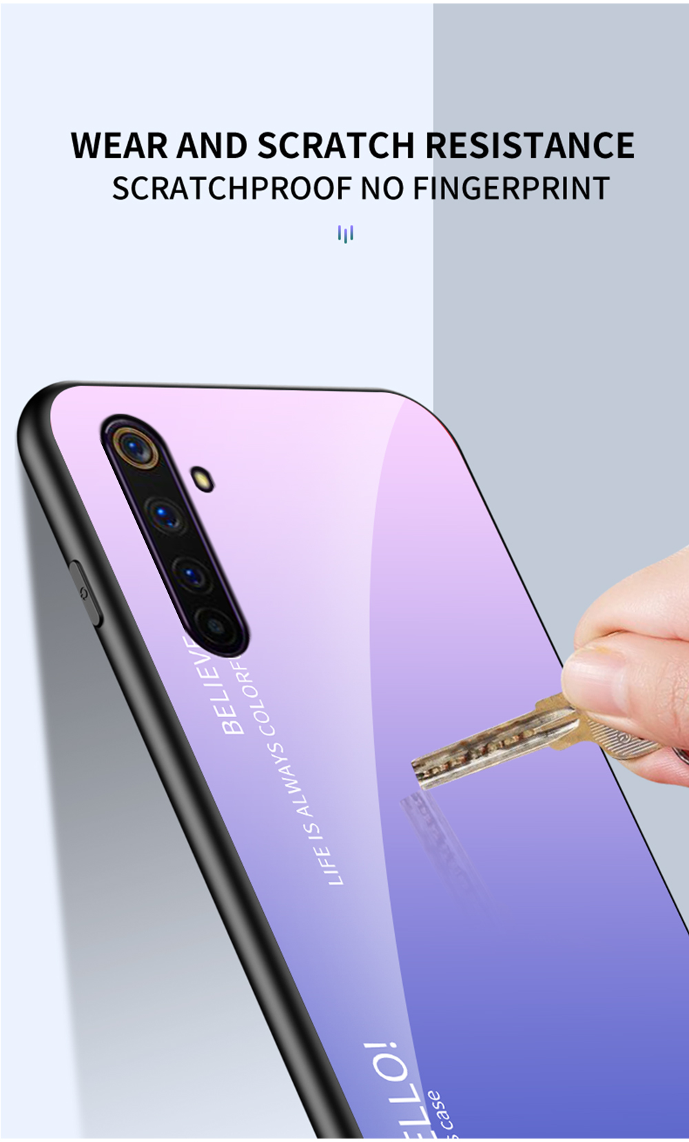 Case Realme 6 Pro / Pre-Order * เคสกระจกนิรภัยไล่สี + PC + เคส TPU Hybrid การออกแบบสีไล่ระดับสีที่ไม่ซ้ำกันและมีสไตล์ *