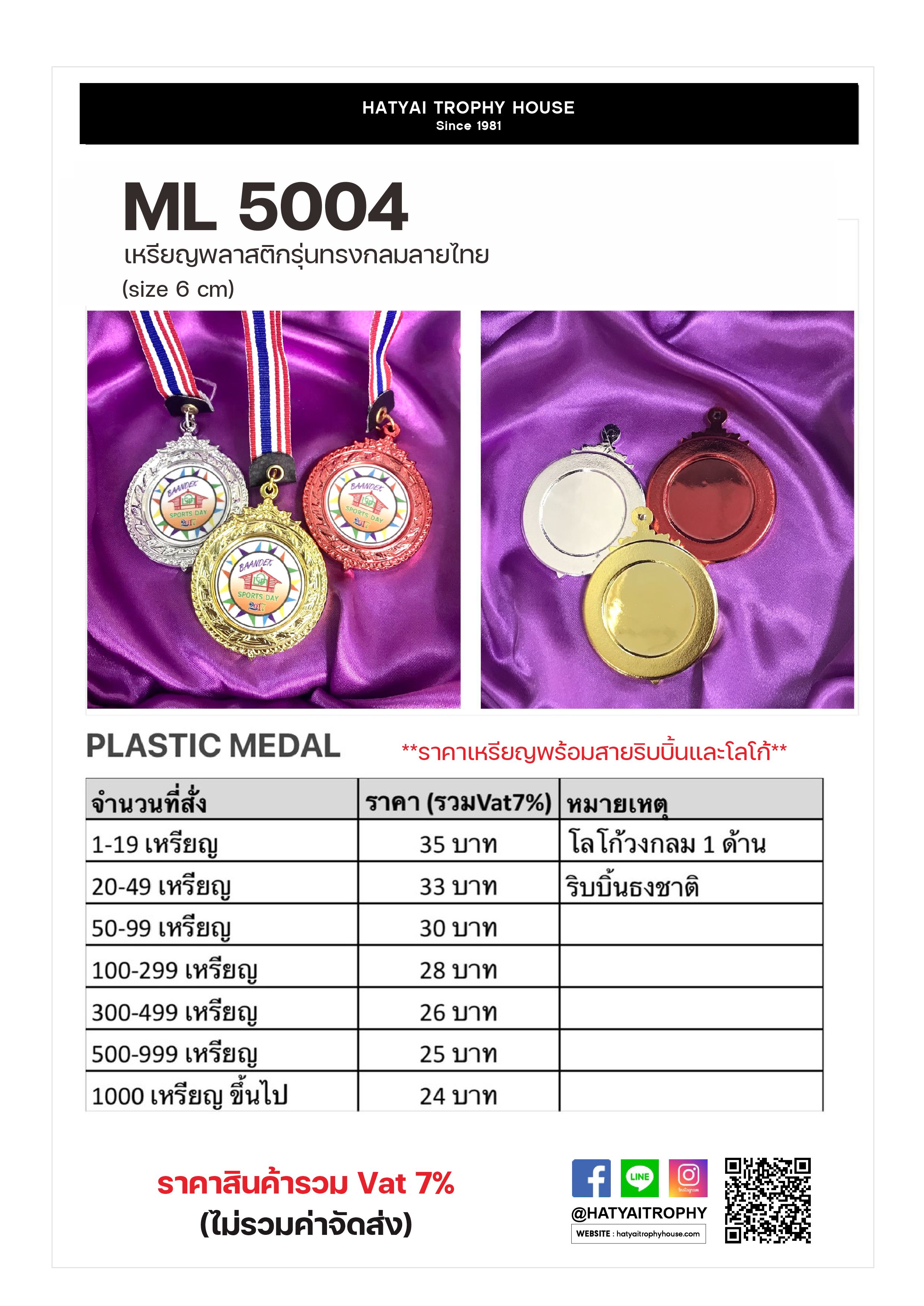 เหรียญรางวัลโลหะ ML5004