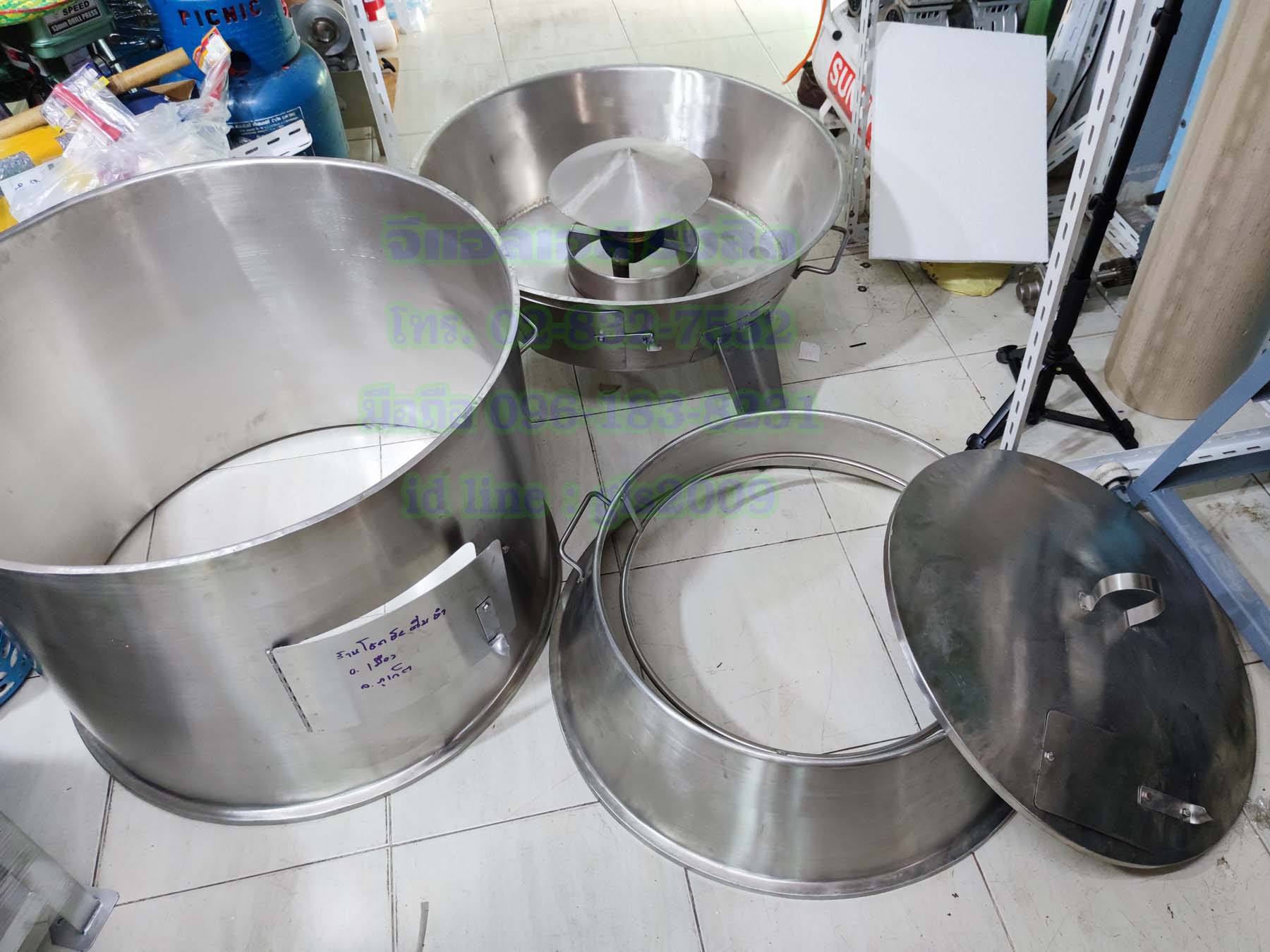 ถังอบเป็ดสแตนเลส80เซนมีฝาครอบหัวเตา