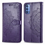 Case OPPO Reno4 5G / Pre-Order * เคสแบบนูน Mandala TPU + PU แนวนอนพลิกซองหนังกับผู้ถือบัตรและสามสล็อตและกระเป๋าสตางค์ *