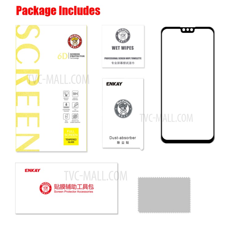 กระจกนิรภัย Huawei Y9 2019 / Pre-orde * HAT PRINCE ขอบโค้ง 6D สำหรับการป้องกันเต็มหน้าจอป้องกันฝุ่น *