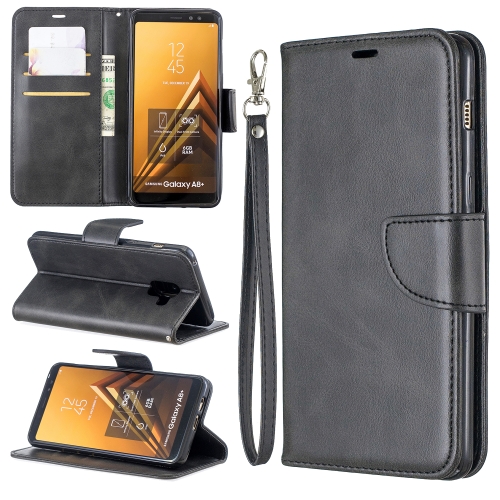 Case Samsung Galaxy A8 Plus (2018) / Pre-Order * Retro Lambskin Texture ซองหนัง PU พลิกแนวนอนสีบริสุทธิ์พร้อมที่วางและช่องเสียบการ์ดและกระเป๋าสตางค์และเชือกเส้นเล็ก *