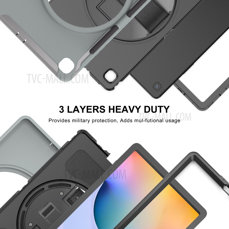 Case Samsung Galaxy Tab S6 Lite / Pre-Order * เคสฝาครอบแท็บเล็ต PC + TPU แบบหมุนได้ 360 °พร้อมช่องเสียบปากกาและสายคล้องมือ *