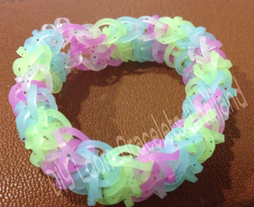 ยางถัก 100% ซิลิโคน Glitter Loom Bands / Violet 600 เส้น (GLV)