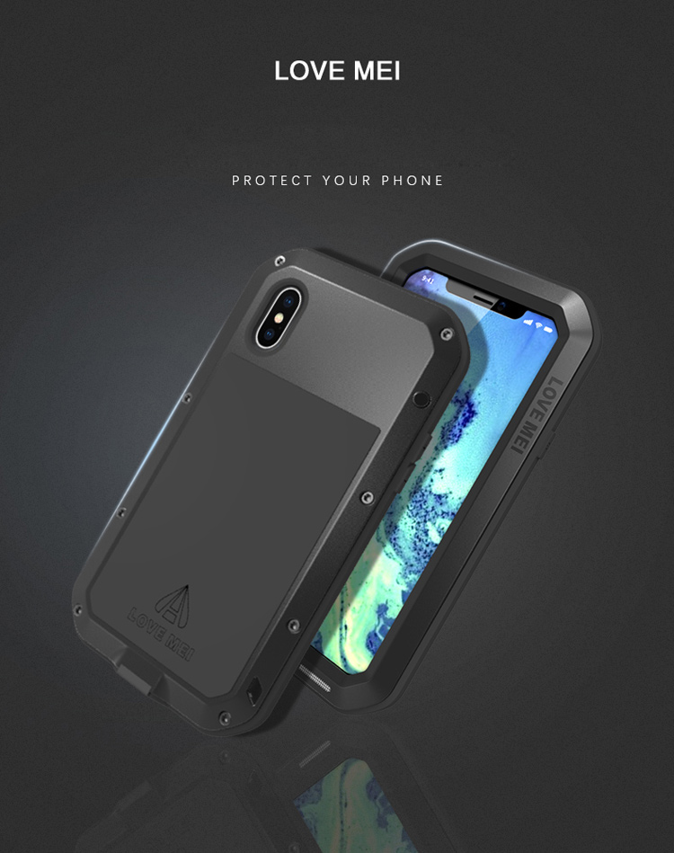 Case iPhone X, iPhone XS # Pre-Order * LOVE MEI วัสดุ: โลหะ + TPU + กระจกนิรภัยหุ้มเกราะ *