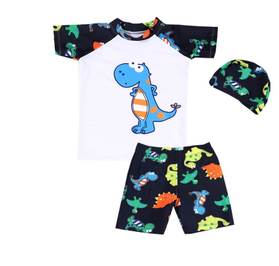 ชุดว่ายน้ำแยกชิ้น พร้อมหมวก ลายไดโนเสาร์ ไซส์ 4XL