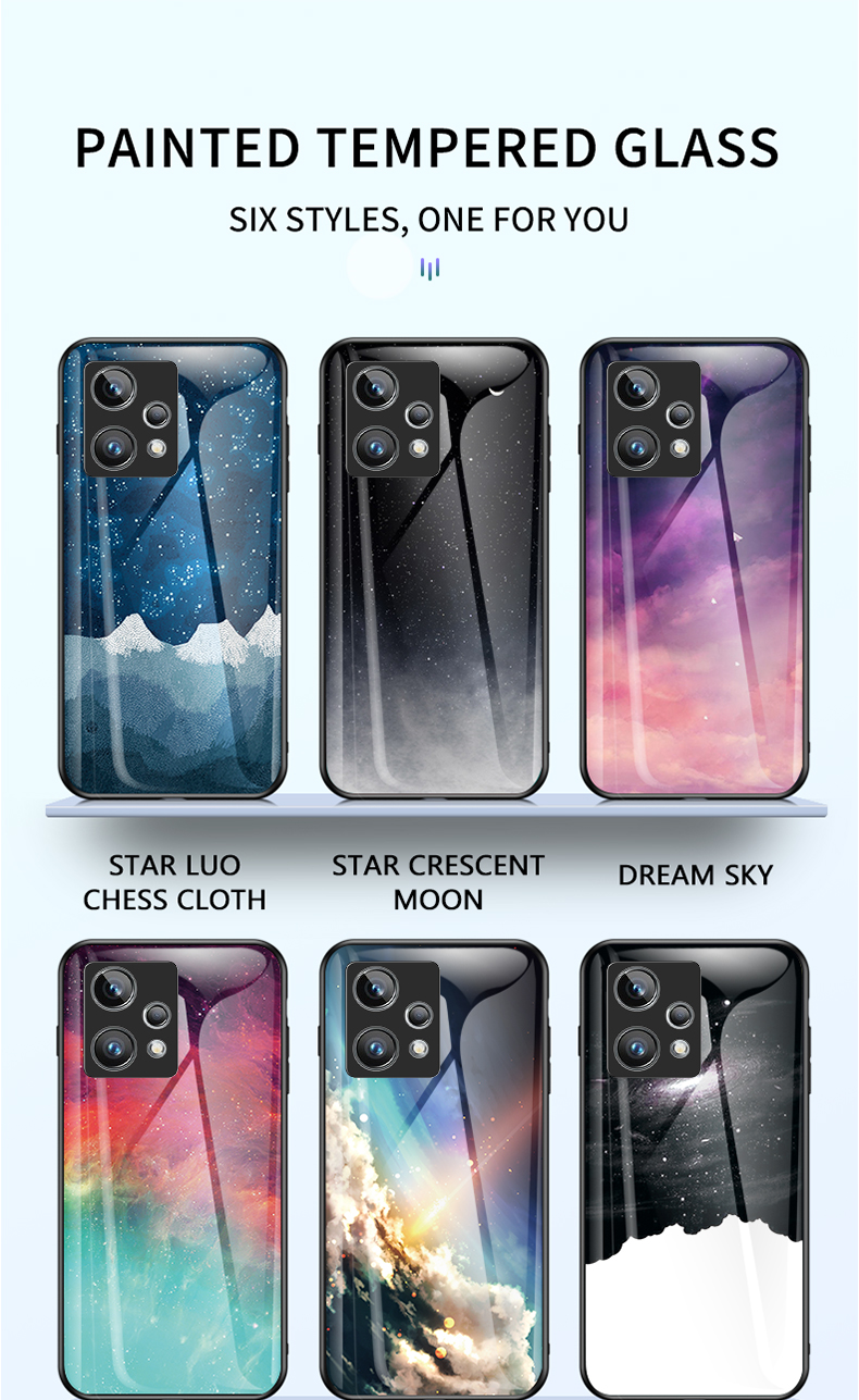 Case Realme 9 Pro Plus # Pre-Order * รูปแบบ Starry Sky เคสโทรศัพท์มือถือกระจกเทมเปอร์ + ฝาหลัง PC กรอบ TPU แบบอ่อน *