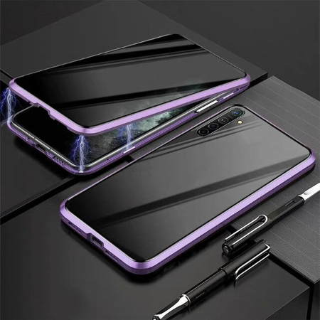 Case OPPO F11 Pro / Pre-Order * เคสกรอบโลหะแม่เหล็ก + ปกหลังกระจกนิรภัย ถอดออกได้ *