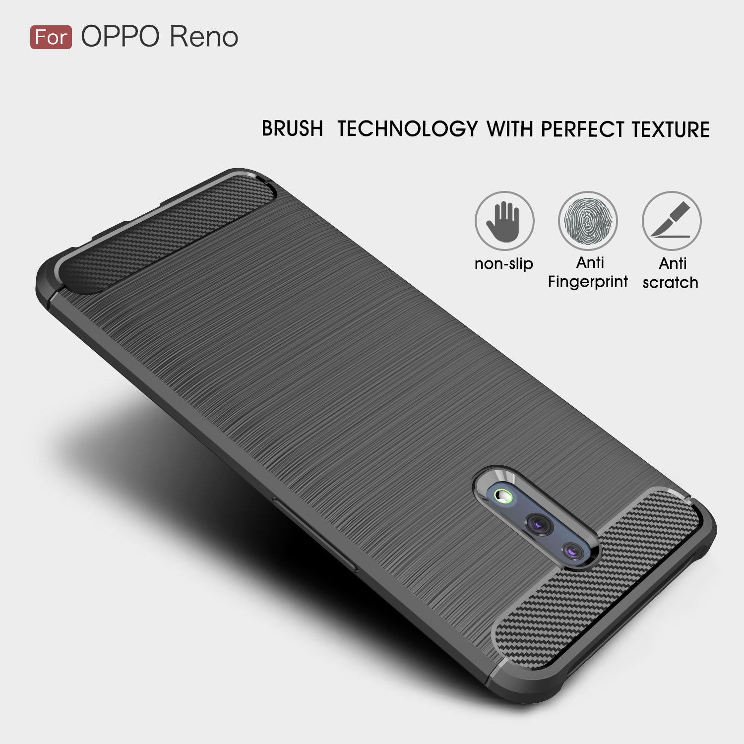Case OPPO Reno / Pre-order * เคส TPU แบบคาร์บอนไฟเบอร์ทำจากวัสดุ TPU คุณภาพสูงปลอดสารพิษและทนทาน *