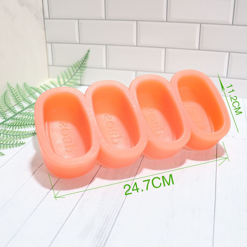 แม่พิมพ์ซิลิโคนแบบหนา วงรี Soap 4 ช่อง 100 g 5*9*2.8 cm 006515