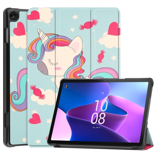 Case Lenovo Tab M10 Plus (3rd Gen) # Pre-order * 3 พับหัวเข็มขัดแม่เหล็ก Custer Texture Leather Smart Tablet *