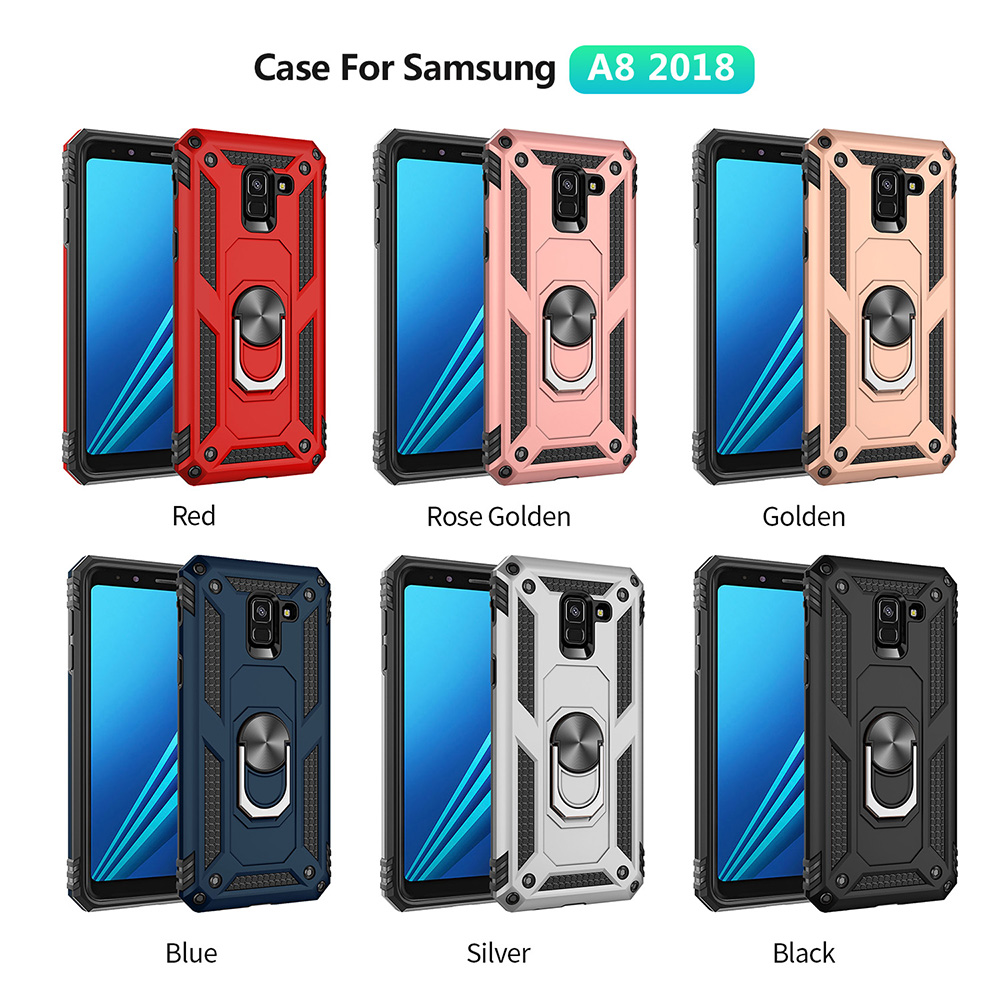 Case Samsung Galaxy A8 (2018) / Pre-Order * TPU + PC + ปกโทรศัพท์โลหะพร้อมขาตั้ง วงแหวนหมุนได้ 100 และ 360 องศา *