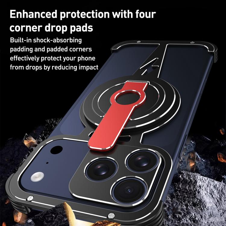 Case iPhone 17 Pro Max # Pre-order * เคสโทรศัพท์อะลูมิเนียมอัลลอยด์ MagSafe ไร้ขอบแบบกลวง พร้อมตัวจับแบบหมุนที่ถอดออกได้ *