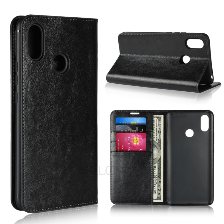 Case Xiaomi Mi Max 3 / Pre-Order * Crazy Horse เนื้อหนังวัวแท้ สไตล์กระเป๋า: 3 ช่องเสียบการ์ด + กระเป๋าเงินสด 1 ช่อง *