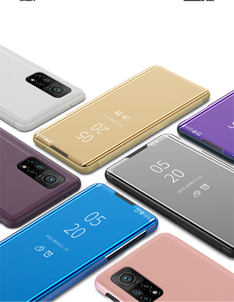 Case Xiaomi Mi 10T 5G / Mi 10T Pro 5G / Pre-order * เคสดูหน้าต่างกระจกชุบหนังพื้นผิวยืน ทำจากวัสดุหนัง PC + PU *