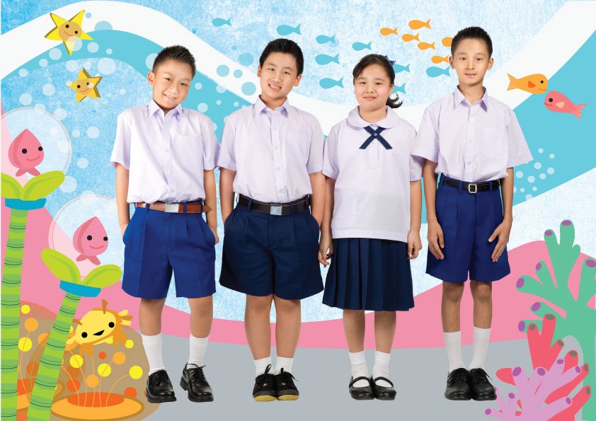 กระโปรงนักเรียนตราสมอ 6 จีบ สีกรมท่า (กรมเข้ม) ยาว 16, 18 นิ้ว