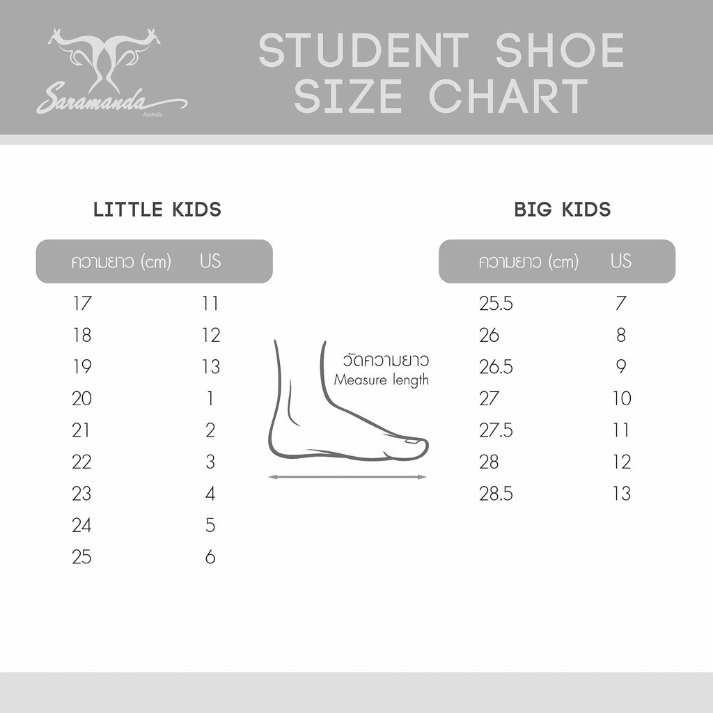Saramanda รองเท้านักเรียนผู้หญิง ใหญ่สุด Size Big Kid No.13 (No.45)