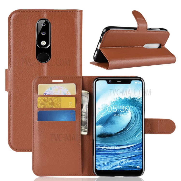 Case Nokia 5.1 Plus / Pre-order * ผิวลิ้นจี่ ช่องเสียบการ์ด Wallet และช่องใส่เงินสด *
