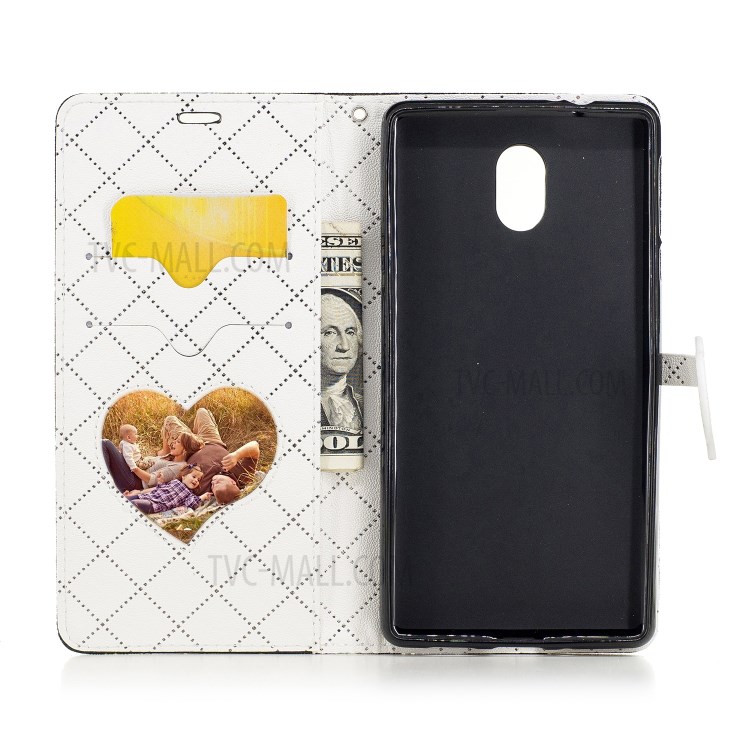 Case Nokia 3 / Pre-order * เคสหนังกระเป๋าสตางค์หัวใจรักสีตัดกัน *