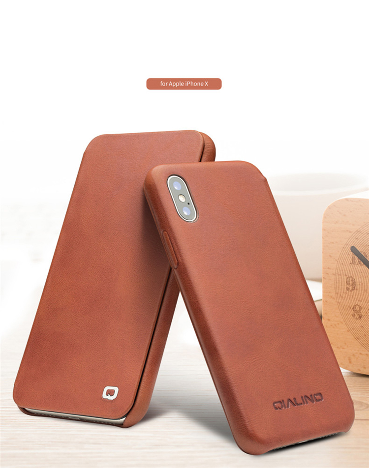 Case iPhone X, iPhone XS # Pre-Order * QIALINO Auto-sleep / wake หนังแท้ชั้นบนสุดสไตล์ธุรกิจหรูหรา *