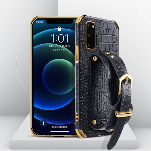 Case Samsung Galaxy S20 # Pre-order * เคสหนังลายจระเข้ TPU เคลือบด้วยไฟฟ้าพร้อมสายคล้องข้อมือ *