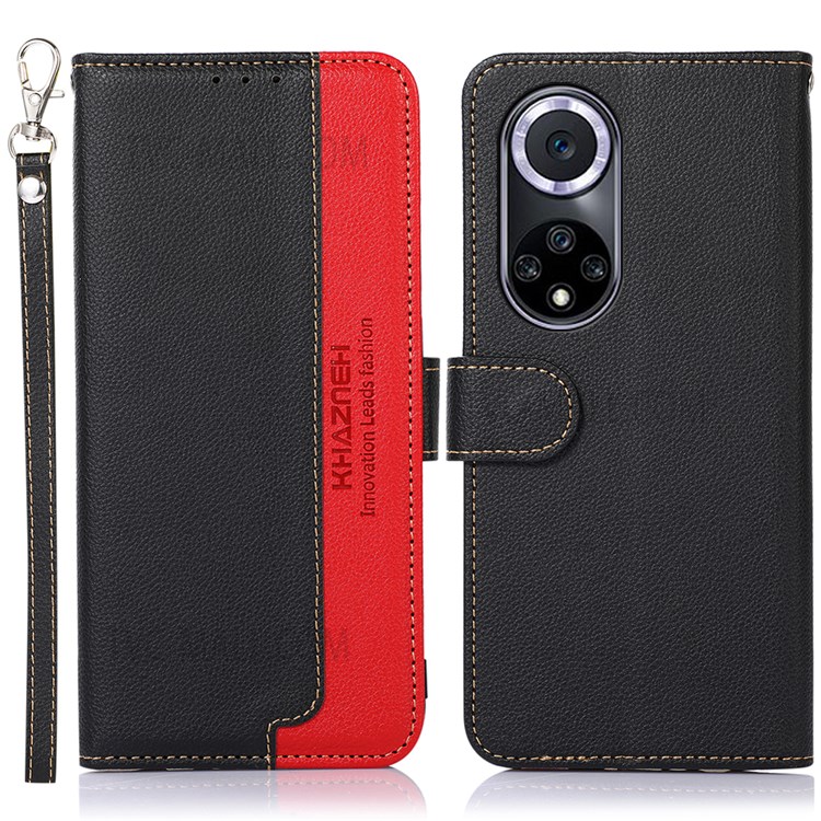 Case Huawei nova 9 # Pre-Order * KHAZNEH RFID Blocking Anti-theft Swiping Litchi Texture กระเป๋าสตางค์หนัง PU แบบเต็มรูปแบบพร้อมสายคล้องข้อมือ *