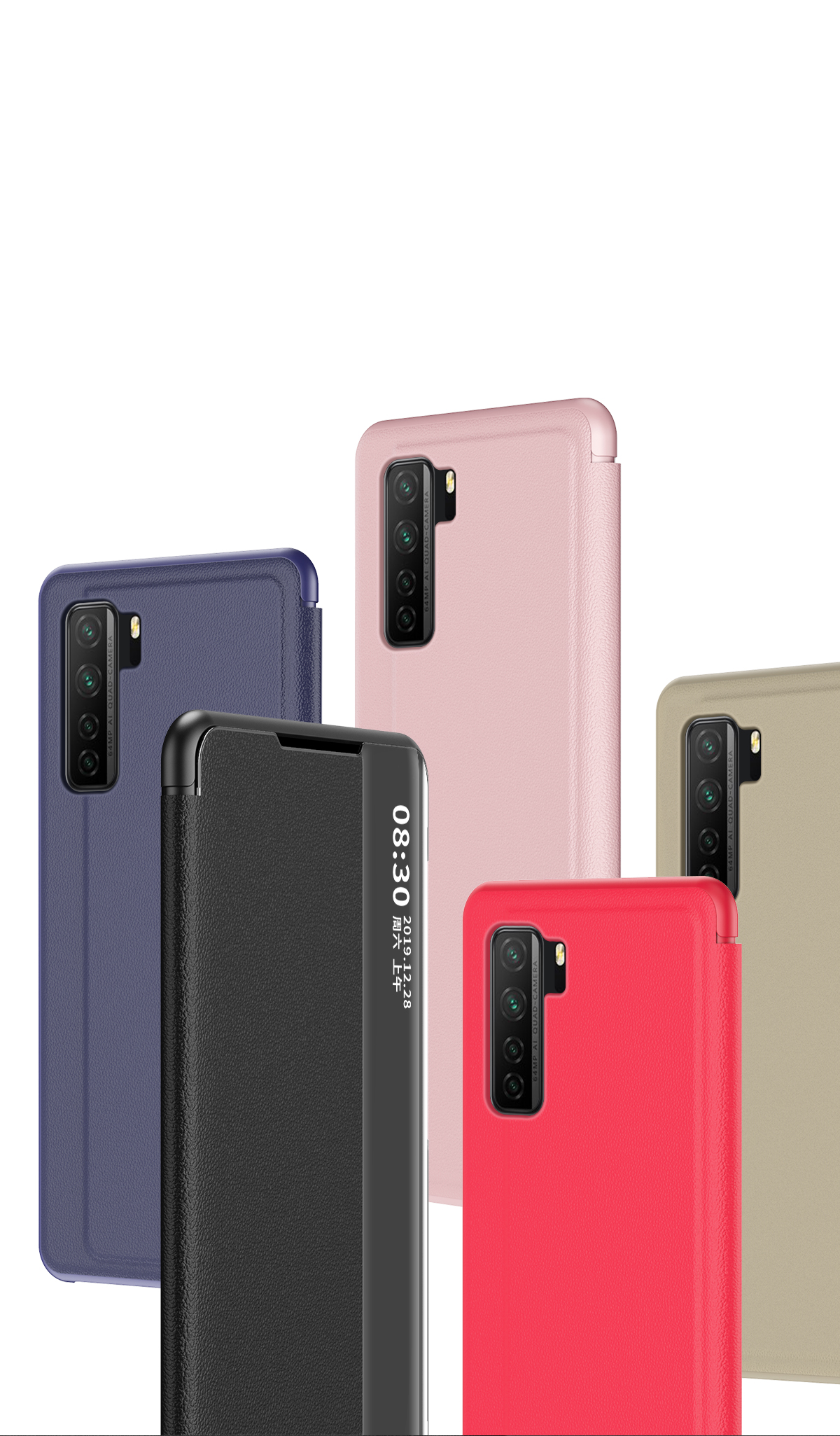 Case Huawei Nova 7 SE / Pre-order * ดูหนังหน้าต่างกันกระแทกปกยืนการป้องกัน ทำจากวัสดุหนัง PC + PU *