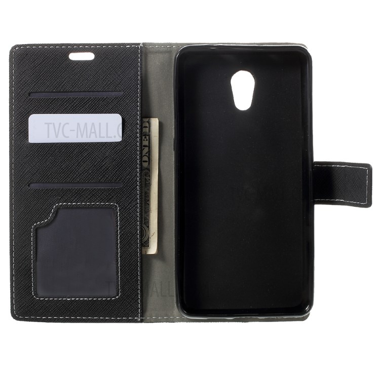Case Lenovo Vibe P2 / Pre-order * กระเป๋าสตางค์ขาตั้ง Cross Texture ปกหนัง Folio *