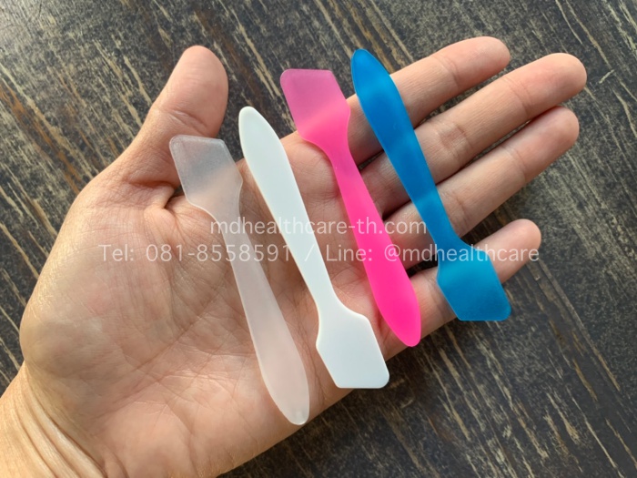 ไม้พายพลาสติก ไม้พายตักครีม ขนาด8.2*1.5cm.(100ชิ้น/ชิ้นละ1฿) ระบุสีได้