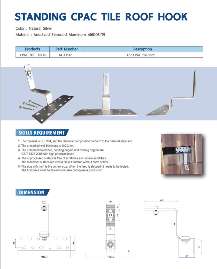โครงยึดแผงโซล่าเซลล์ (Solar Mounting) ยี่ห้อ BSP สำหรับงาน Solar Rooftop