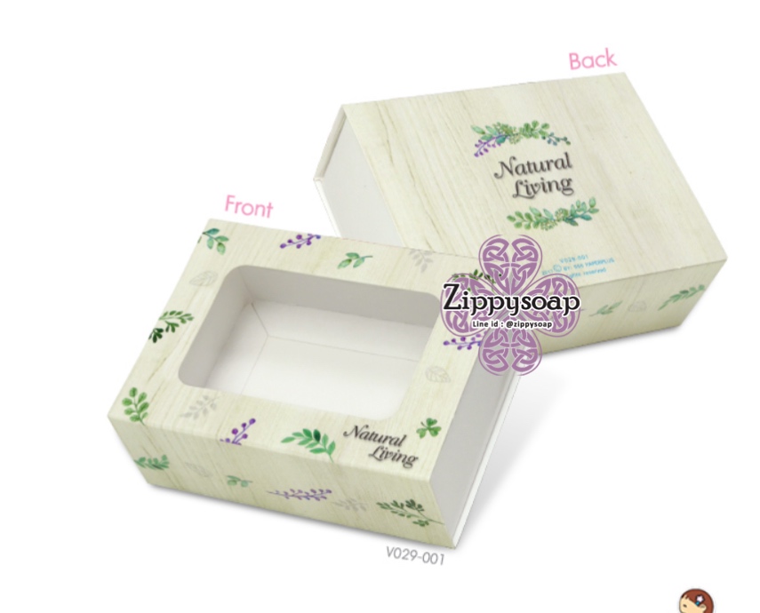 กล่องใส่สบู่ลิ้นชัก ลายใบไม้เขียว 60 ชิ้น 6*8*3cm 007211