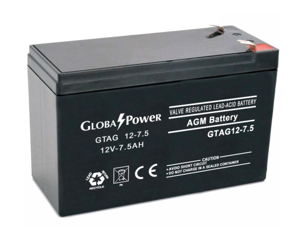 Global Power แบตเตอรี่ AGM ความจุ 7.5Ah แรงดัน 12V สำหรับ UPS ไฟฉุกเฉิน รถกอล์ฟ รถโฟล์คลิฟท์ รถขัดพื้น
