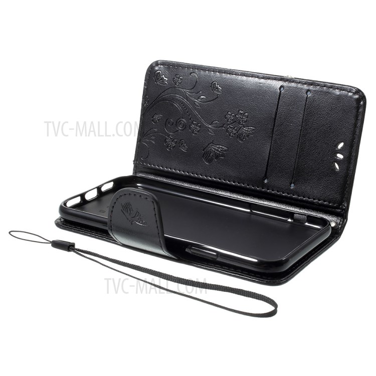 Case iPhone X, iPhone XS / Pre-Order * เคสพิมพ์ลายผีเสื้อดอกไม้กระเป๋าสตางค์ *