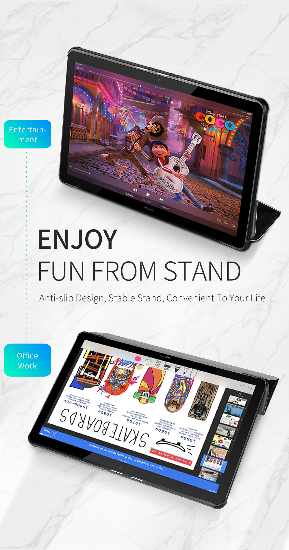 Case Huawei MediaPad T5 / Pre-Order * DUXDUCIS Smart Phone ทำจากหนัง PU สังเคราะห์คุณภาพสูงพร้อมฝาหลังพีซี *