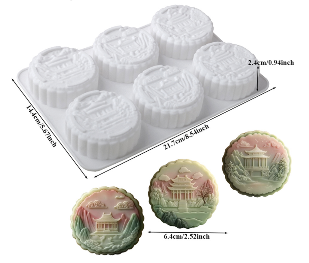 แม่พิมพ์ซิลิโคนขนมไหว้พระจันทร์ 65-70g 6.5*2.cm 005841