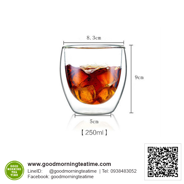 แก้วใสสองชั้น ทรงสูง ขนาด 250ml.