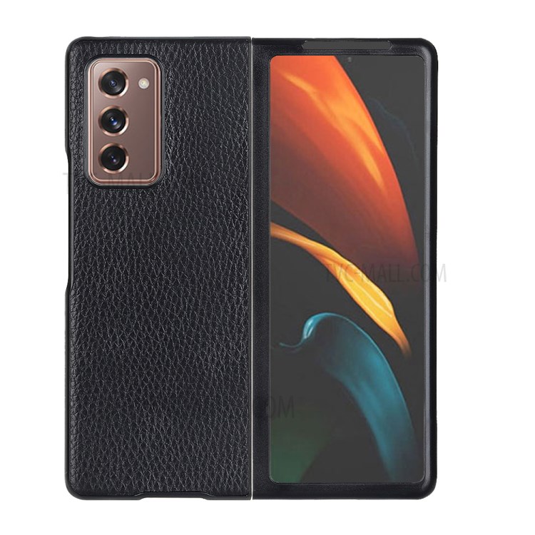 Case Galaxy Z Fold 2 5G / Pre-Order * เคส Litchi Skin เคสพีซีเคลือบหนังแท้ เคลือบด้วยหนังแท้ผิวลิ้นจี่ *