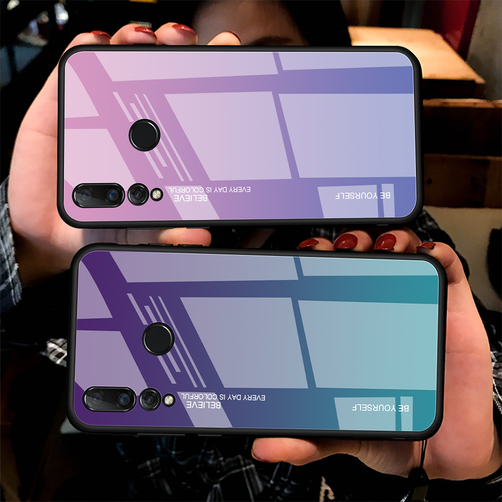 Case Huawei Nova 4 / Pre-Order * เคส + กระจกนิรภัยปกหลัง TPU + PC ไล่โทนสีไร้รอยขีดข่วน *