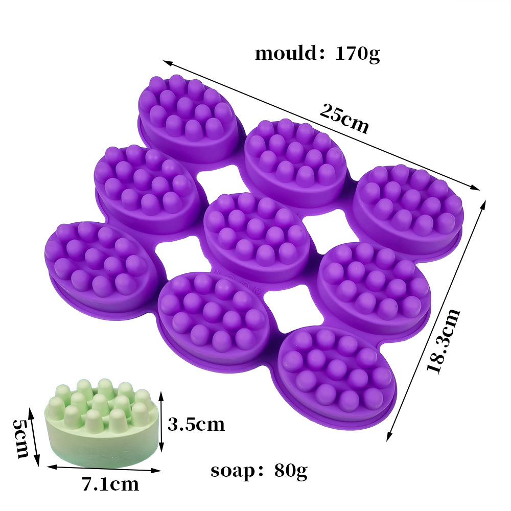 แม่พิมพ์ซิลิโคน นวดตัว 9ช่อง 75 g 5*7*3.5 cm 007541