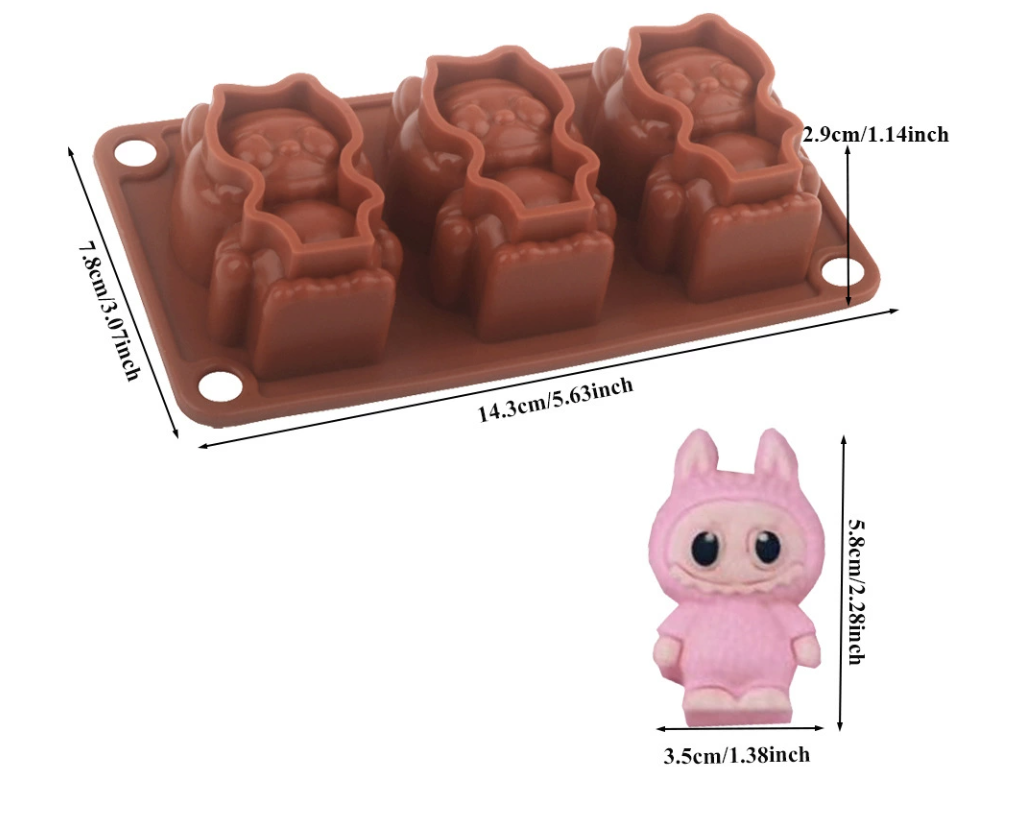 แม่พิมพ์ซิลิโคน ลาลาบูบู้ 3 ช่อง 3.5*6*2.8 cm 37g 005303
