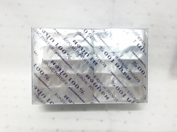 แคปซูลสมุนไพร บุก บรรจุกล่องๆ ละ 10 แผงๆ ละ 10 แคปซูลๆ ละ 500 มก. รวม 100 แคปซูล