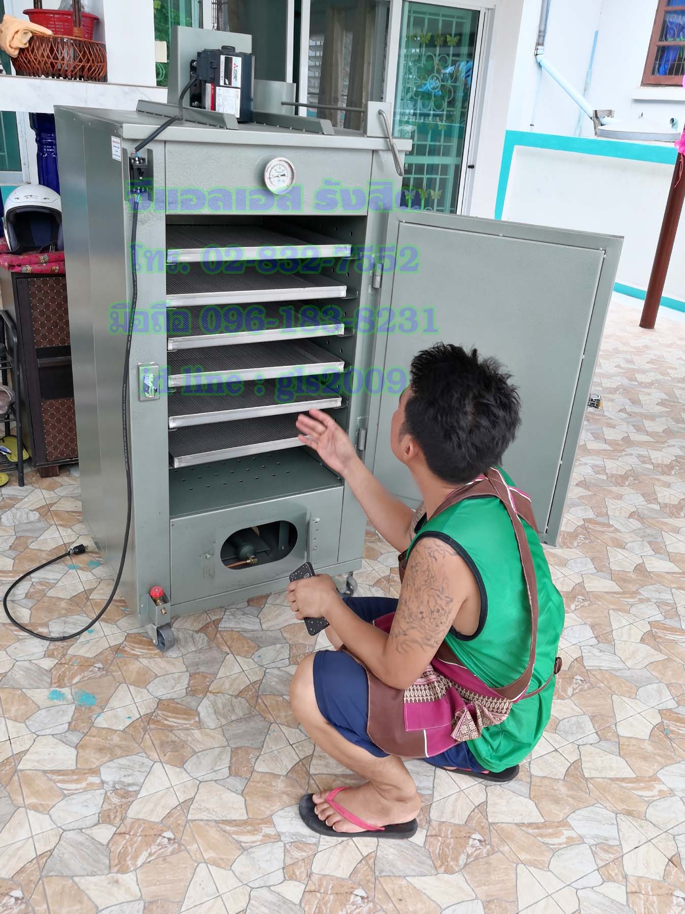 ตู้อบลมร้อนเหล็ก6ชั้นแก๊ส+ไฟฟ้า